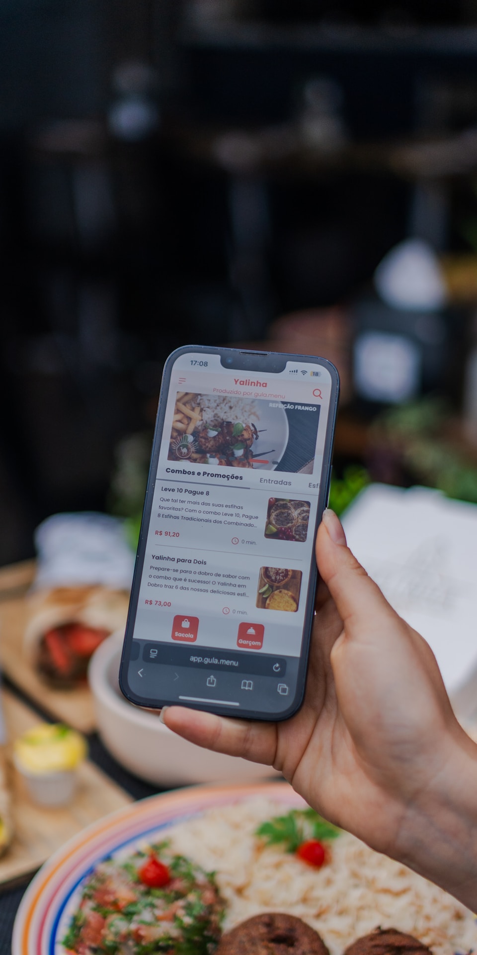 Smartphone displaying a food ordering and delivery app interface